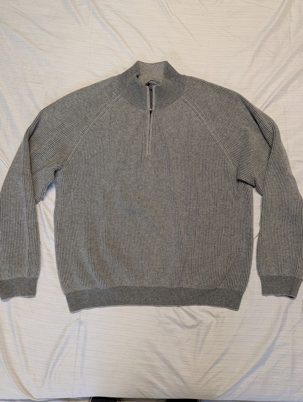 Amicale Ribbed Cashmer Quarter Zip Sweater, Size XXL, Grey
